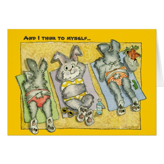 Bunderful World Beach Bunnies Cartoon Card