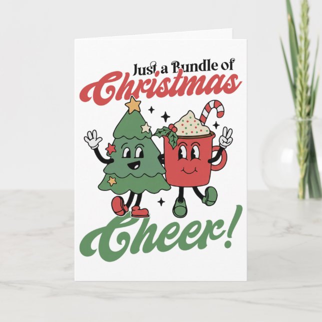 Bundle Of Christmas Cheer Retro Tree Mascot Holida Card (Front)