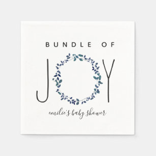 Bundle Of Joy Blue Botanical Baby Shower Napkin