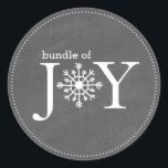 Bundle of Joy Chalk Snowflake Winter Baby Sticker<br><div class="desc">A baby shower sticker featuring an illustration of a snowflake incorporated intro phrase "Bundle of Joy."  Background is chalkboard inspired.</div>