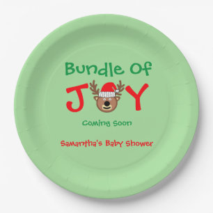 Bundle of Joy Christmas Baby Shower Paper Plate