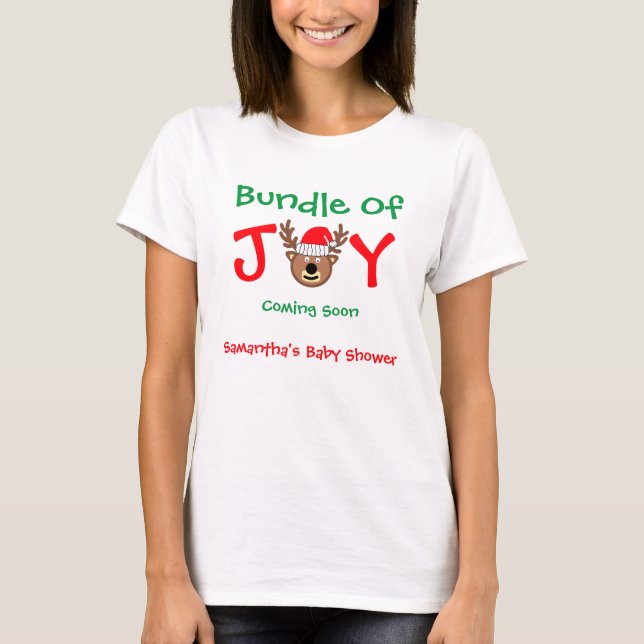 Bundle of Joy Christmas Baby Shower T-Shirt (Front)