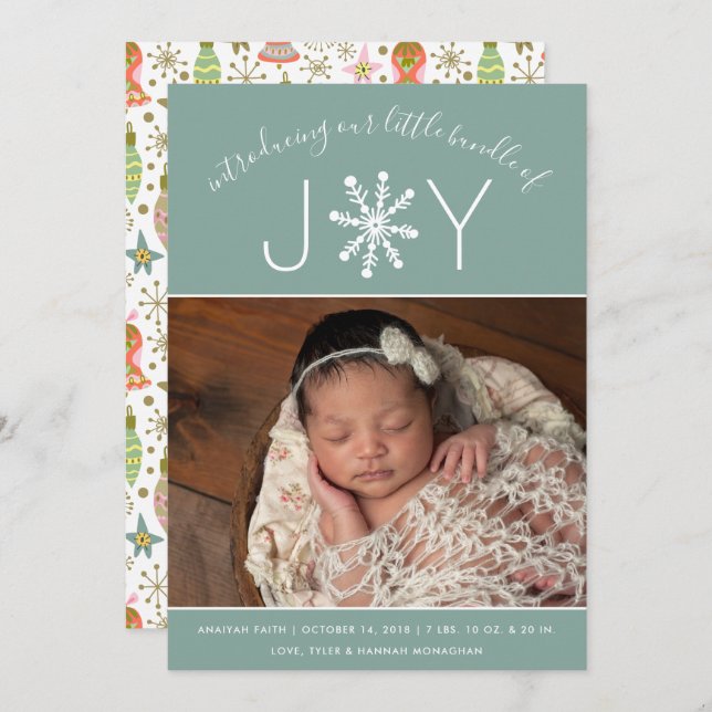 Bundle of Joy | Custom Colour | Birth Announcement (Front/Back)