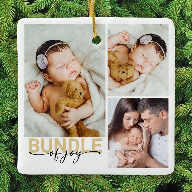 Bundle of Joy New Baby Photo Keepsake Ceramic Ornament (Creator Uploaded)