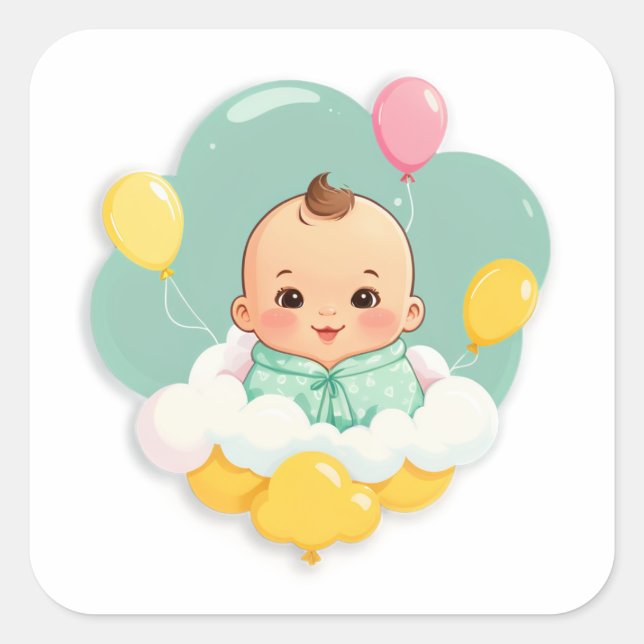Bundle of Joy on the Way!" (Everyday, Gender-Neutr Square Sticker (Front)