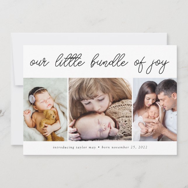 Bundle of Joy Photos Holiday Birth Announcement (Front)