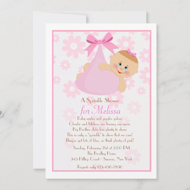 Bundle of Joy (Pk) Sprinkle Baby Shower Invitation (Front)