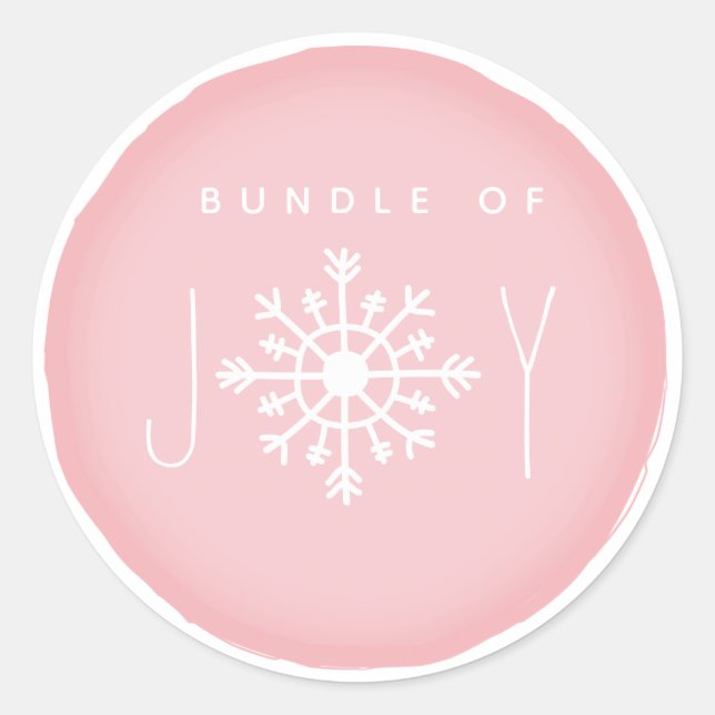Bundle of Joy Snowflake Pink Baby Shower Classic Round Sticker (Front)
