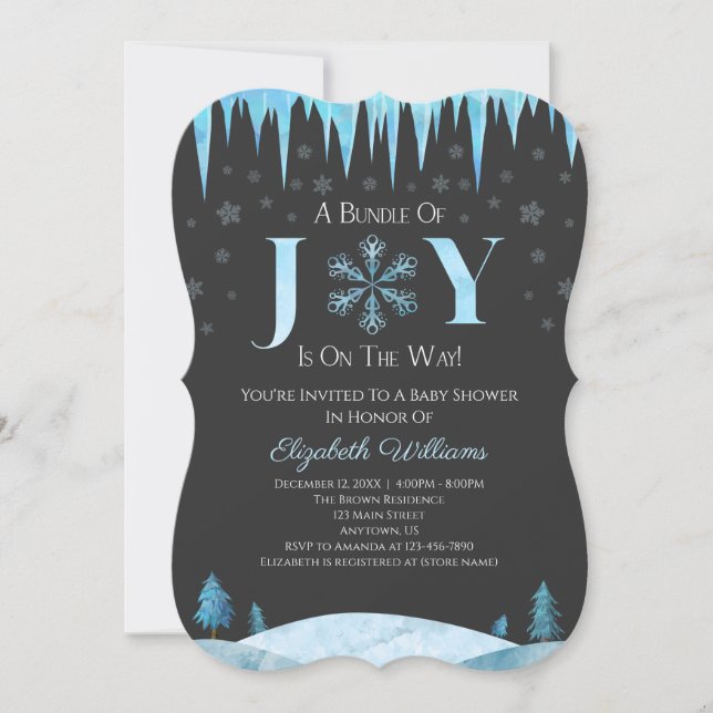 Bundle Of Joy Snowflake Winter Baby Shower Invitation (Front)