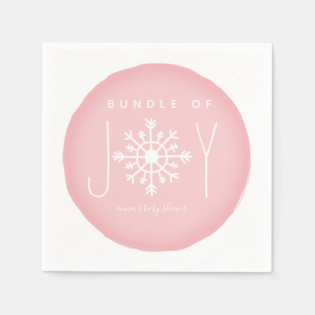 Bundle Of Joy Winter Pink Baby Shower Napkin (Front)