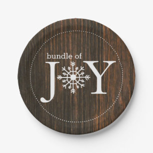 Bundle of Joy Wood Inspired Winter Baby Shower Paper Plate