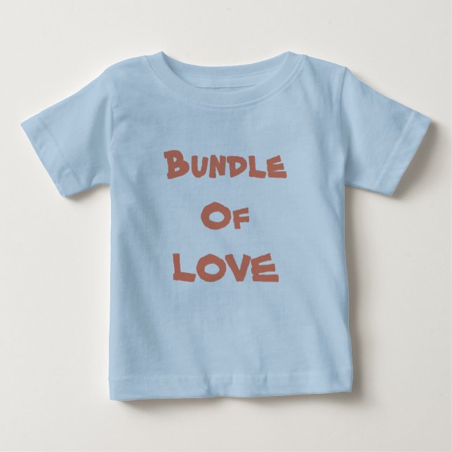 BUNDLE OF LOVE - Simple Cute Blue / Brown Baby T-Shirt (Front)