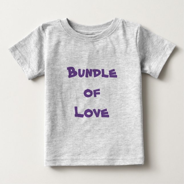 BUNDLE OF LOVE - Simple Cute Grey / Purple Baby T-Shirt (Front)