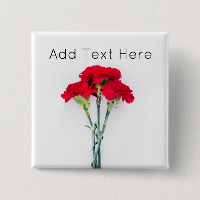 Bundle of Red Carnation Flowers 15 Cm Square Badge (Front)