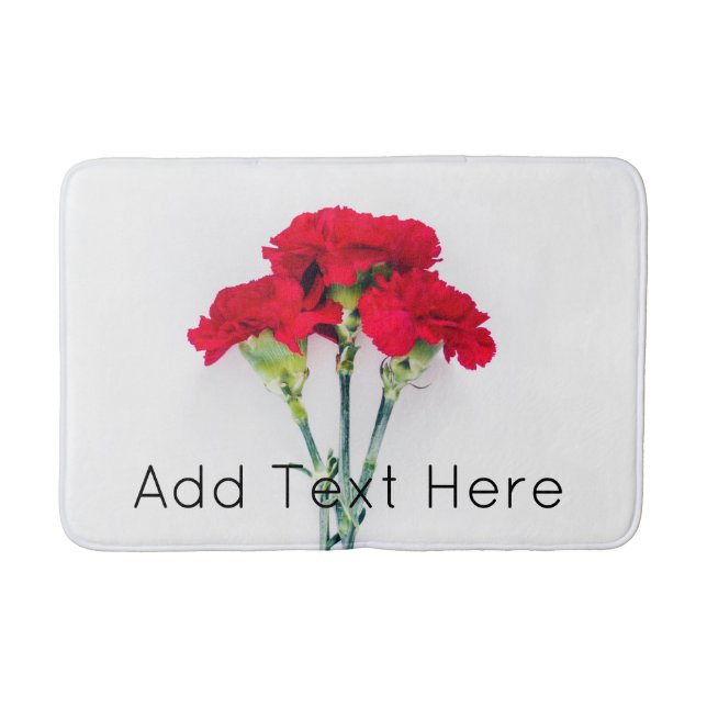 Bundle of Red Carnation Flowers Bath Mat (Front)