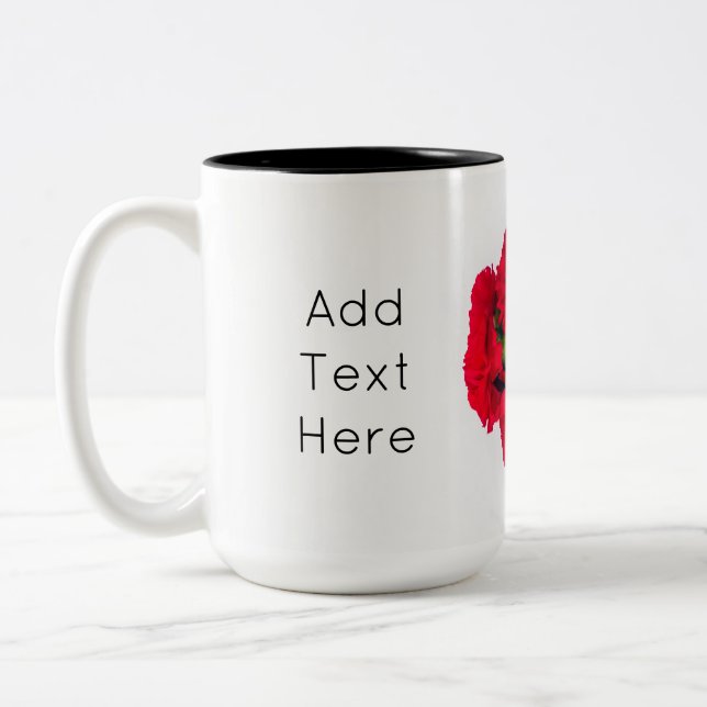 Bundle of Red Carnation Flowers Two-Tone Coffee Mug (Left)