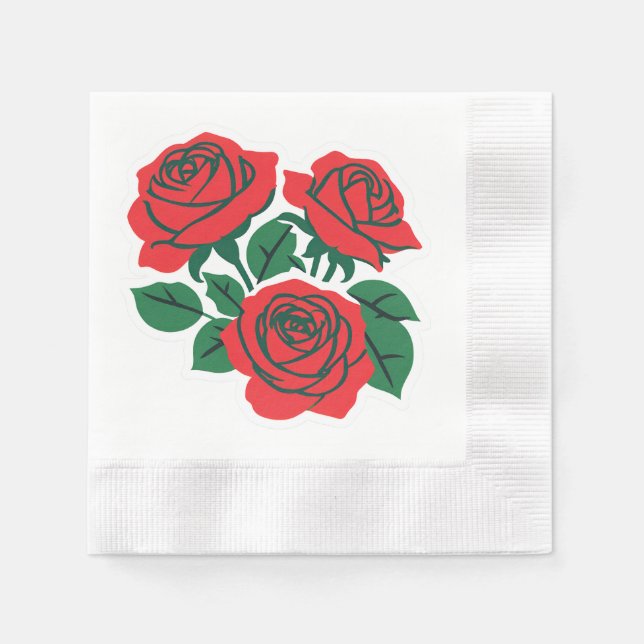 Bundle of Red Roses Formal Wedding Napkin (Front)