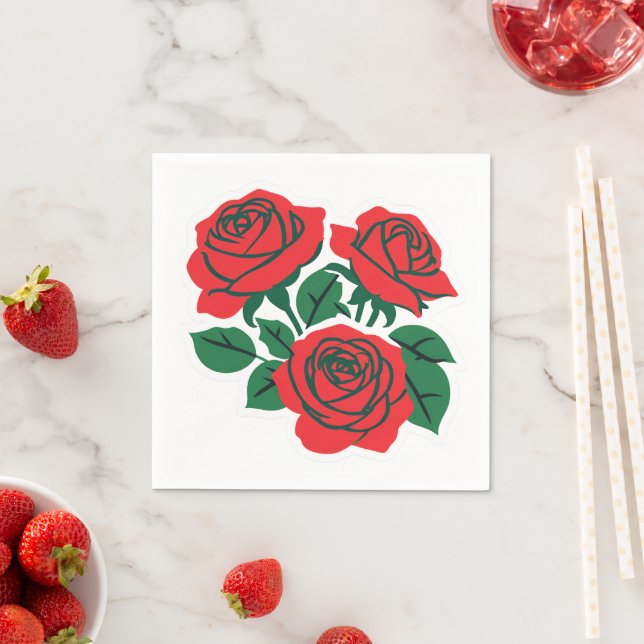 Bundle of Red Roses Formal Wedding Napkin (Insitu)