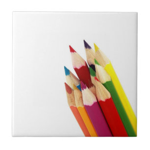 Bundled Coloured Pencils Ceramic Tile