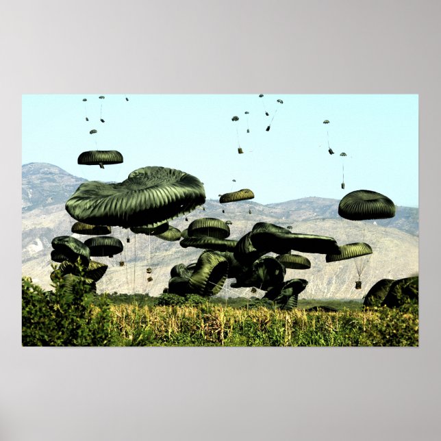 Bundles of food and water are air delivered poster (Front)