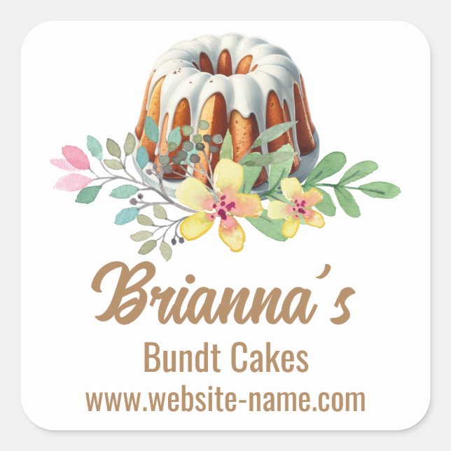 Bundt Cake Bakery Square Sticker (Front)