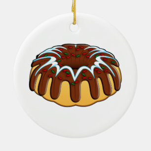 Bundt Cake Decorated for Christmas Classic Round Ceramic Ornament