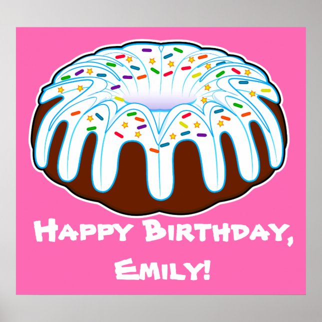 Bundt Cake for Birthday Name Customizable Poster (Front)