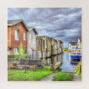 Bungalow Harbour Scenary Boat Landscape     Jigsaw Puzzle