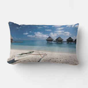 Bungalows from beach Motu Toopua Lumbar Cushion