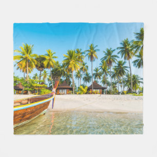 Bungalows on the Beach Ko Mook, Thailand Fleece Blanket
