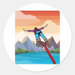 Bungee Jumping Jump To Freedom Classic Round Sticker