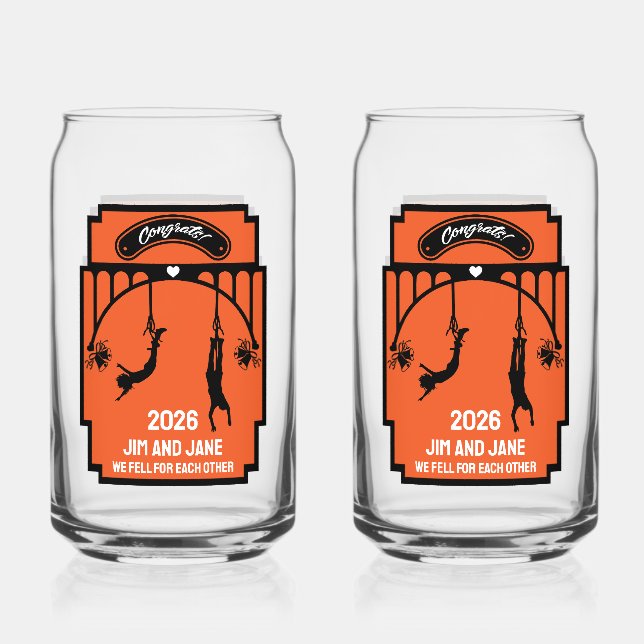 Bungee Jumping Wedding Gift Can Glass (Front)