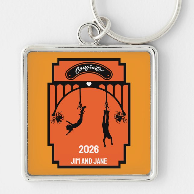 Bungee Jumping Wedding Gift Key Ring (Front)