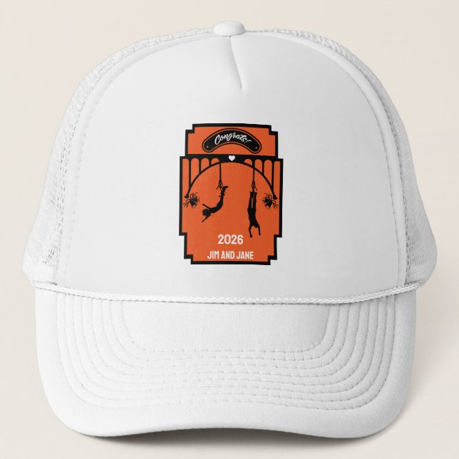 Bungee Jumping Wedding Gift Trucker Hat (Front)