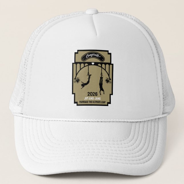 Bungee Jumping Wedding Gift Trucker Hat (Front)