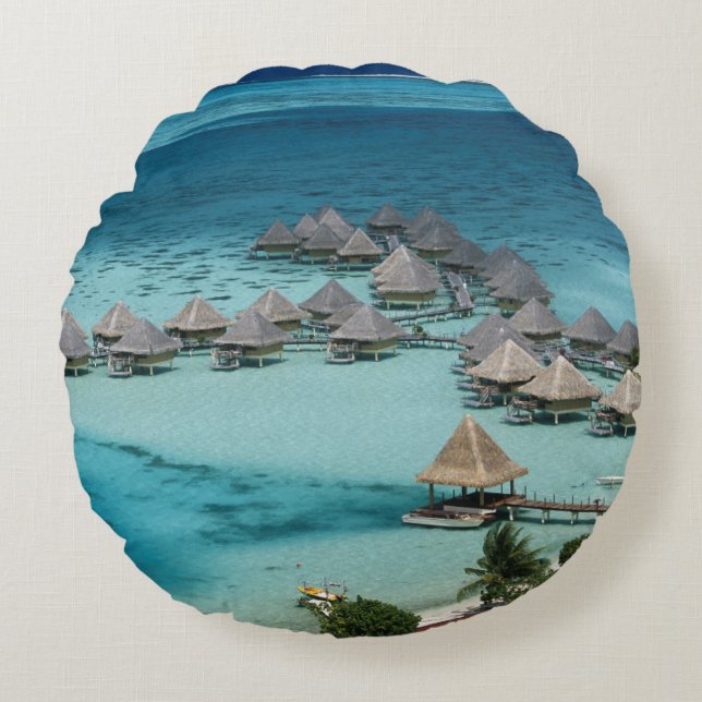 Bunglows of Beachcomber Hotel Round Cushion (Front)