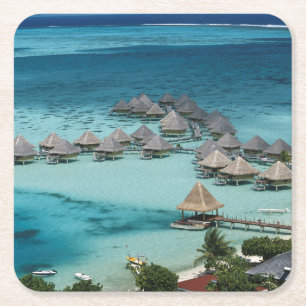 Bunglows of Beachcomber Hotel Square Paper Coaster