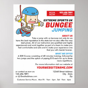 Bunjee Cartoon - Bungee Jumping Course Advertising Poster