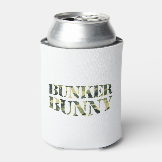 BUNKER BUNNY CAMO / CAMOUFLAGE CAN COOLER (Can Front)