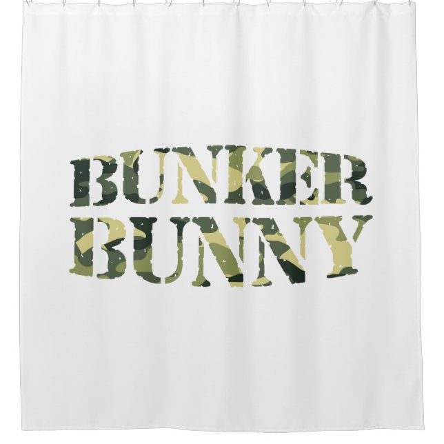 BUNKER BUNNY CAMO / CAMOUFLAGE SHOWER CURTAIN (Front)