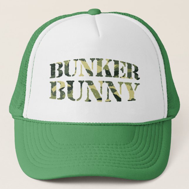 BUNKER BUNNY CAMO / CAMOUFLAGE TRUCKER HAT (Front)