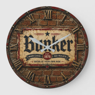 Bunker Man Cave Vintage Pub Bar Garage Decor Large Clock