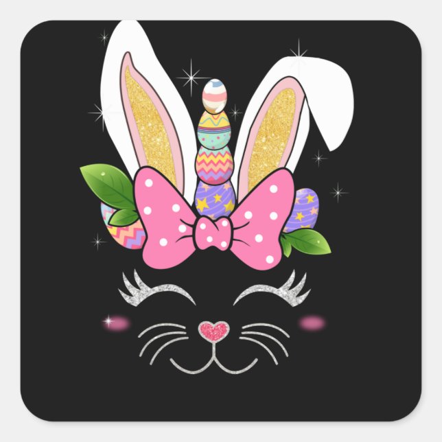 Bunnicorn Easter Bunny Unicorn Rabbit Cute Square Sticker (Front)