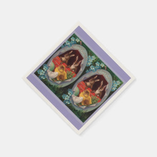 Bunnies and Chick Easter Paper Napkins