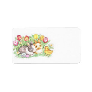 Bunnies and Chick Label