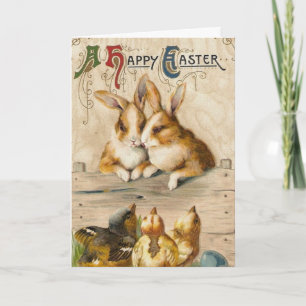 Bunnies and Chicks Happy Easter Holiday Card
