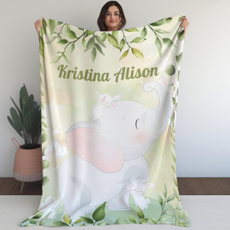 Bunnies and Elephant Kid’s Blanket