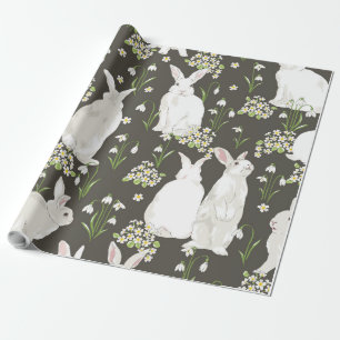 Bunnies and foliage wrapping paper