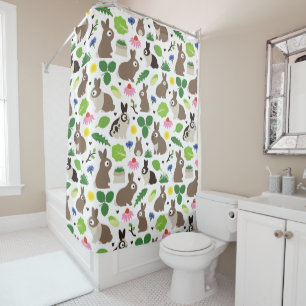Bunnies And Their Treats Shower Curtain