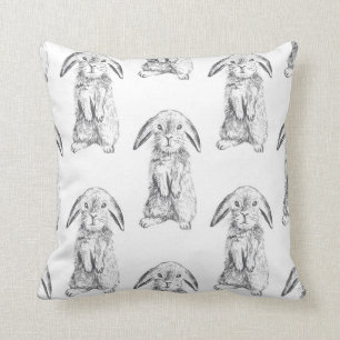 Bunnies, B/W Cushion